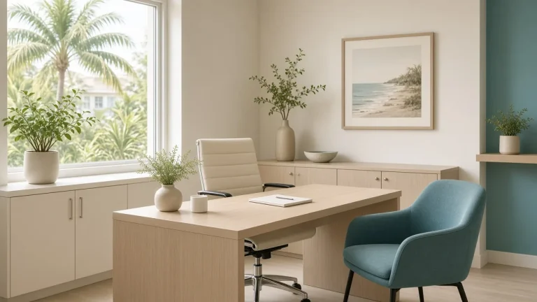 Consultation room with a palm view