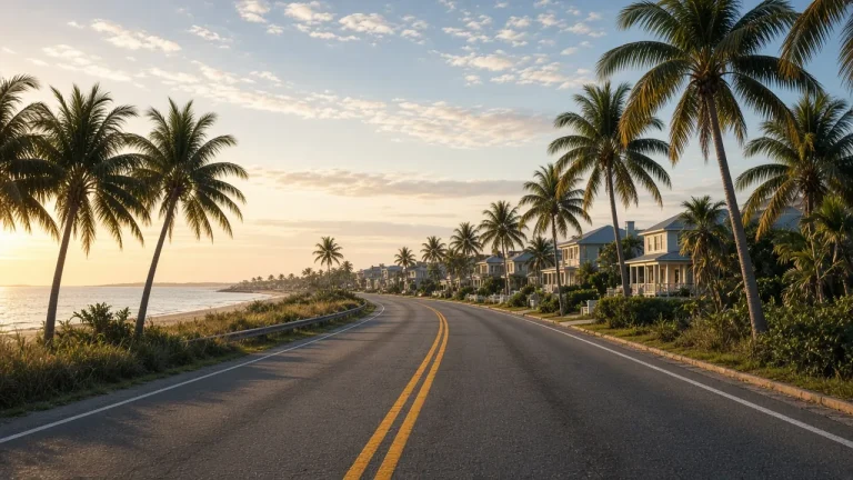 Palm-lined coastal road